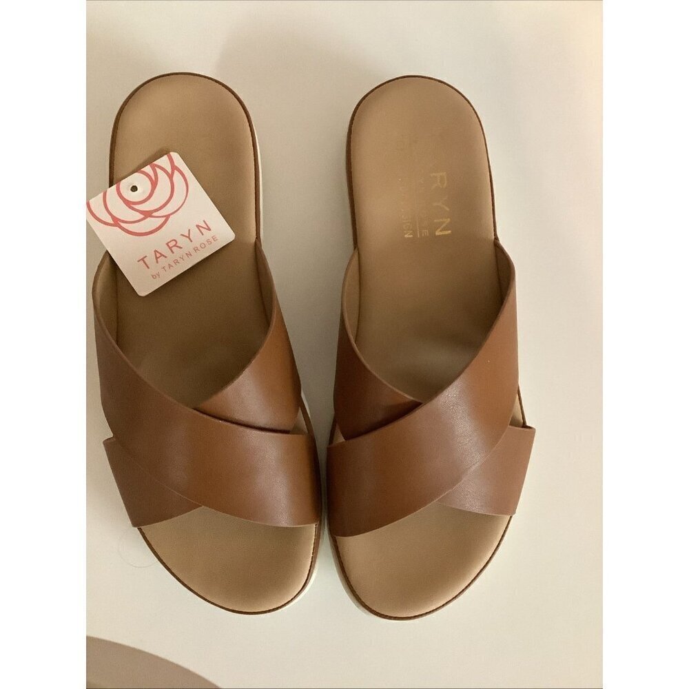 Taryn Rose Tayson Comfort By Design Wedge Sandals Tan Size 8.5 - Picture 1 of 5
